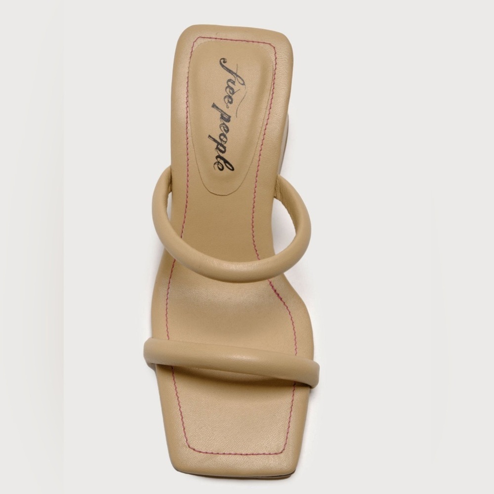 FREE PEOPLE Parker Double Strap Tan Block Heel Sandals Shoes Size 39.5 or 9US